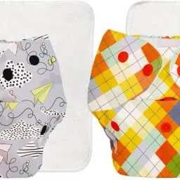 2 BASIC 100% Organic Cloth Diapers 2 with Quick Dry pads | 3m-3yrs - Assorted-26