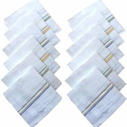 SuperDaze Pack Of 12 Pcs Premium Quality Men's/ Boy's White Color With Border Pure Cotton Hankies/ Hanky ["White"] Handkerchief-image-23