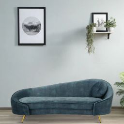 casacraft from pepperfry Beato Velvet Chaise Lounger in Light Teal Colour-picture-46