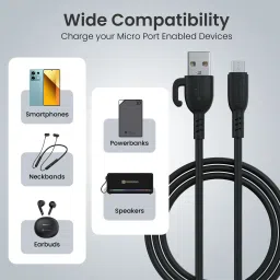 Portronics Micro USB Cable 3 A 1 m Konnect Core 3 USB-A to Micro Cable,Inbuilt Cable Management Hook,3A image 5