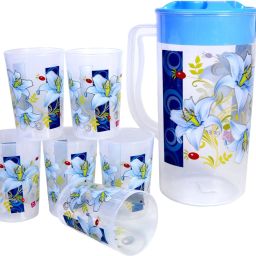 DREAMZ Blue 1 JUG 6 GLASS SET Jug Glass Set-18