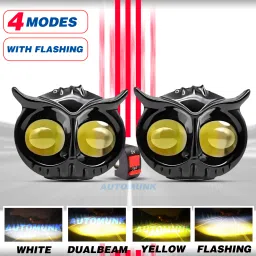 Motorcycle LED Fog Lamp OWL White Yellow Heavy Quality Fog Lamp Motorbike, Car LED (12 V, 40 W)-image-13