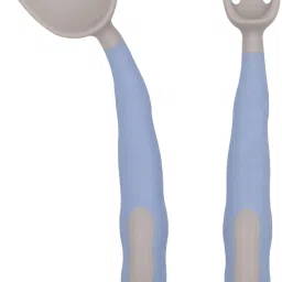 Baby Training Spoon Twist Spoon, Baby Spoon and Fork Set - (Blue). - Silicone-23