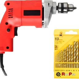 10MM ELECTRIC POWER DRILL MACHINE WITH 13PCS HIGH SPEED STEEL DRILL BIT SET Pistol Grip Drill-image-22