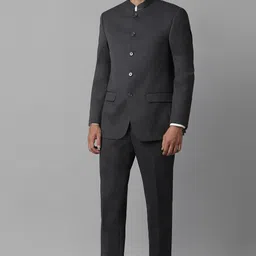 louis philippe Men Men Grey Regular Fit Textured Formal Two Piece Suit Solid Suit-picture-15