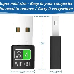 VOOCME 2 in 1 Wireless BT WiFi Dongle, Dual Band Bluetooth and WiFi Adapter for PC/Laptop/Desktop, WiFi Bluetooth Dongle (Upto 150 Mbps, 4.2GHz) Bluetooth-21