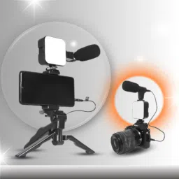 AJFuture Kit Combo (Shotgun Microphone, Selfie Light, Tripod Stand, Mobile Holder) Monopod-image-61
