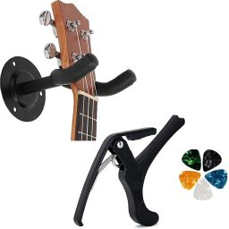 Acoustic Guitar Capo with Picks and Guitar wall Hanger Guitar Stand for Electric Clutch Guitar Capo-19