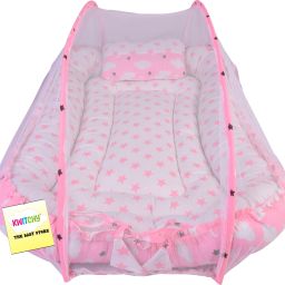 Baby Bedding Combo Luxury Mattress with Net & Sleeping Bag Cum Wrap Swaddle standard Crib-image-1