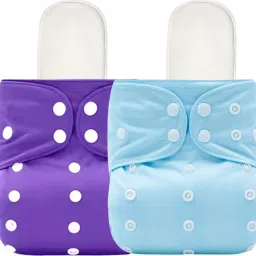 Reusable & Washable Baby Cotton 2 Cloth Diaper Nappies With White Insert Pads-31