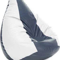 4XL Premium Leatherette Classic Grey White Color Jumbo Teardrop Bean Bag With Bean Filling-image-96