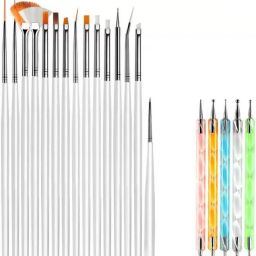 Professional Nail Art Supplies with 15pcs Brush Set, 5pcs Dotting Pen (PINK)-27