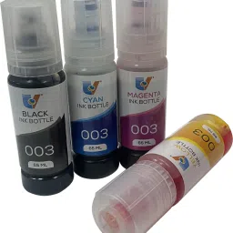 uv infotech 003 Refill Ink Compatible For L3100/ L3101/ L3110/ L3150/ L5190 Series 65ML Each Black + Tri Color Combo Pack Ink Bottle-image-16