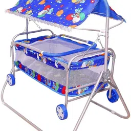 kanishka creations Foldable Baby Cradle with Mosquito Net & Wheels, Baby Swing Crib Bassinet-picture-2