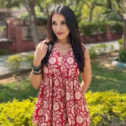 Women A-line Red Mini/Short Dress-image-100