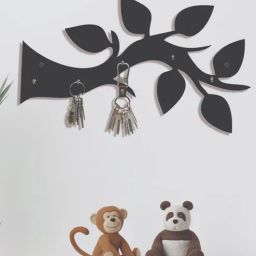 random Tree Branch Black Finish Mdf Wall Hanging With 5 Hooks Key Holder-picture-44