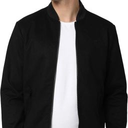 Men Solid Bomber Jacket-image-70