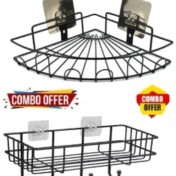 Corner Shelf for Kitchen, Washroom Organiser Durable Steel Wall Shelf-image-91