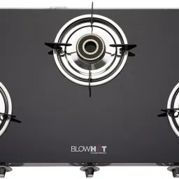 Jasper 3 Heavy Brass burner Stainless Steel 2 Year Warranty Toughened Glass, Iron Manual Gas Stove-image-4