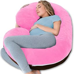 C Shaped Body Pillow Polyester Fibre Solid, Stripes Pregnancy Pillow Pack of 1-image-36