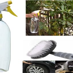 Multipurpose Home & Garden Water Spray Bottle yellow NOZZLe.+All Tyre Cleaning Brush Combo-image-72