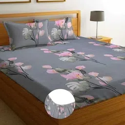 210 TC Cotton Double Floral Fitted (Elastic) Bedsheet-2