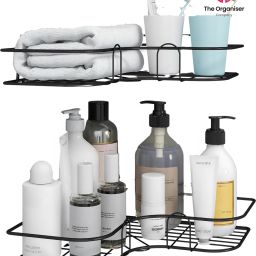Btahroom Mild Steel Corner Storage Rack Steel Wall Shelf-24