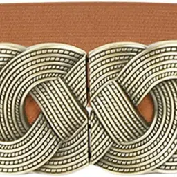 Women Casual, Party Brown Artificial Leather, Fabric Belt-image-4