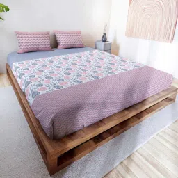mayfair homes london Pink Floral 144 TC Cotton King Sized Double Bedsheet with 2 Pillow Covers Rushmoor SS23 Collection-picture-35