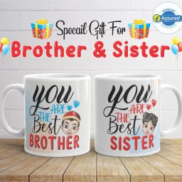 Design "Brother Sister" Ceramic Coffee, Gift For Sister Brother, Rakhi , Raksha Bandha, Birthday Gift, Tea Cup ( 325 ml Each, Set Of 2 ) RSD00457 Ceramic Coffee (325 ml, Pack of 2) Ceramic Coffee Mug-image-44