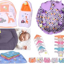Cotton Infants New Born Baby Care Essential Bedding Set Combo Mosquito Net-image-7