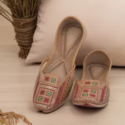 korakari Artsy Beige Jutis For Women-picture-1