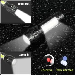 aubade ( Pack 2 ) Mini Pocket Light Zoom COB USB Led WaterProof 6 hrs Torch Emergency Light image 3