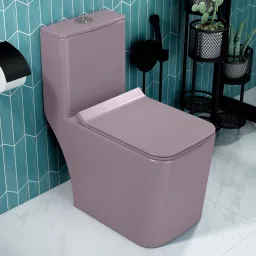 Commode for Toilet/Ceramic Western Commode/Commode with Soft Closing (S-Trap) Toilet Seat - (M02, Pink) Western Commode-17