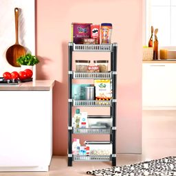 kuber industries Fruits/Vegetables Kitchen Rack 5-Layer Multipurpose Kitchen Organizer/Storage Rack | Silver Plastic-picture-12