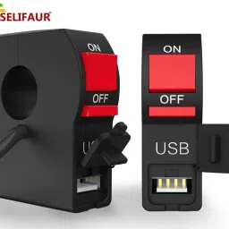 selifaur S7C38 - Bike Headlight On/Off Switch Button Signal Light Switch with USB Charging Port Applicable Hero Splendor Plus i3s 2 A Bike Mobile Charger image 2