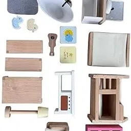Wooden Doll House Furniture Play Toy Set-image-35