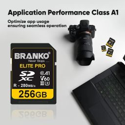 Branko V60 Elite Pro Memory Card for Photo Video Music Voice File DSLR Camera DSC Camcorder 256 GB SDXC Class 10 280 MB/s Memory Card Compatible with Mobile, Camera, Tablet image 2