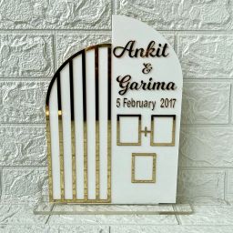 Rectangle Shape,Couple Finger Print Gift| Personalized Text Golden Metal Design 8 inch photo-13