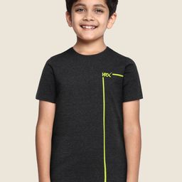 HRX by Hrithik Roshan Boys Charcoal Typography Printed Lifestyle T-shirt-image-37
