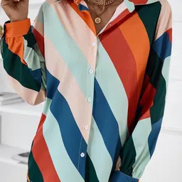 Stylecast X Slyck Striped Pattern Shirt Collar Cuffed Sleeves Regular Top-picture-25