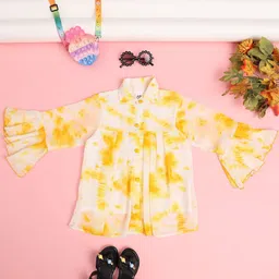 Cutiekins Tie and Dye Print Flared Sleeve Georgette Shirt Style Top-29