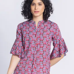 SHAYE Floral Printed Mandarin Collar Shirt Style Top-picture-16