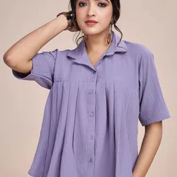 Fashion Ritmo Women Pleated Relax Fit Shirt Style Top-picture-31