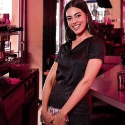 DressBerry Satin-Finish V-Neck Shirt Style Top-image-40