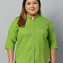Vastraa Fusion Plus Size Mandarin Collar Cotton Shirt-picture-22