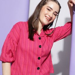 FashionsEye Striped Cuban Collar Cotton Shirt Style Top-image-122
