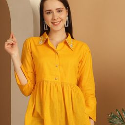Roly Poly Shirt Collar Pure Cotton Top-image-49