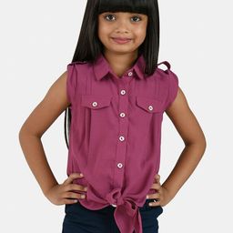 Peppermint Girls Shirt Collar Tie-Up Detailed Shirt Style Top-image-11