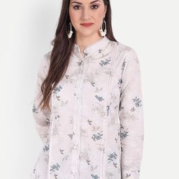HK colours of fashion Off White Floral Print Shirt Style Top-picture-58